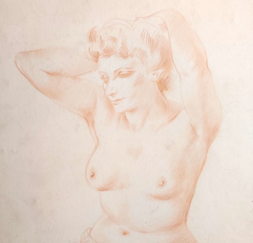 Schets van een naakte staande dame van Raf De Buck kopen