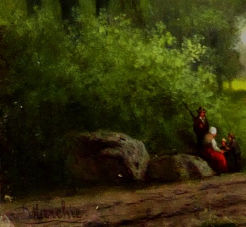 Wandelaars aan de rand van het bos
