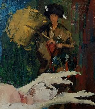 Geplukte kip op de tafel 1975