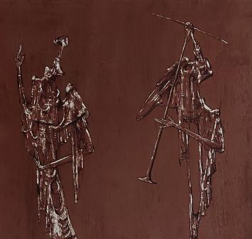 Kunstenaar Remy Cornelissen met een litho, genummerd en gesigneerd