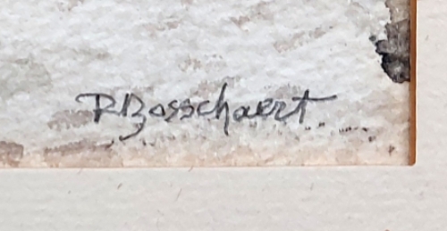 Aquarel van een binnenkoer van Renaat Bosschaert