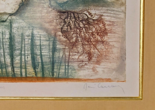 René Carcan met een kleurenets