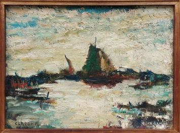 Schilderij van René Clarot op doek geschilderd