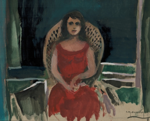 René Marie Dujardin met een waterverfschilderij