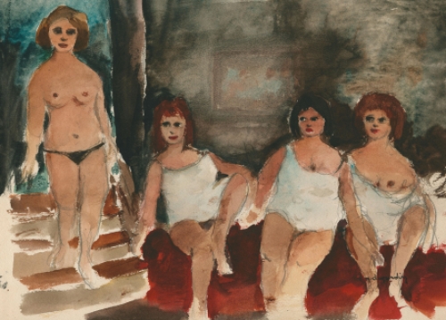 René Marie Dujardin met een waterverfschilderij