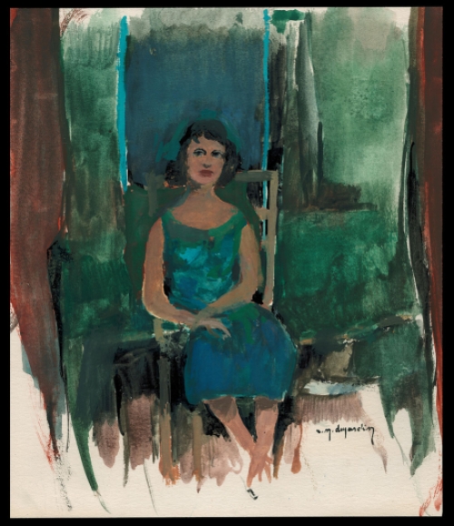 Kunstwerk op papier van de Belgische  kunstenaar René Marie Dujardin