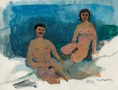 René Marie Dujardin met een waterverfschilderij