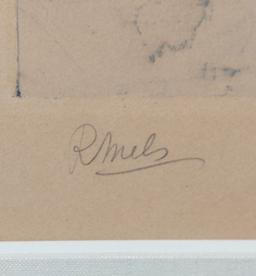 René Mels met een abstracte litho