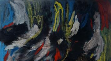 Rigobert Haeck met een groot kunstwerk