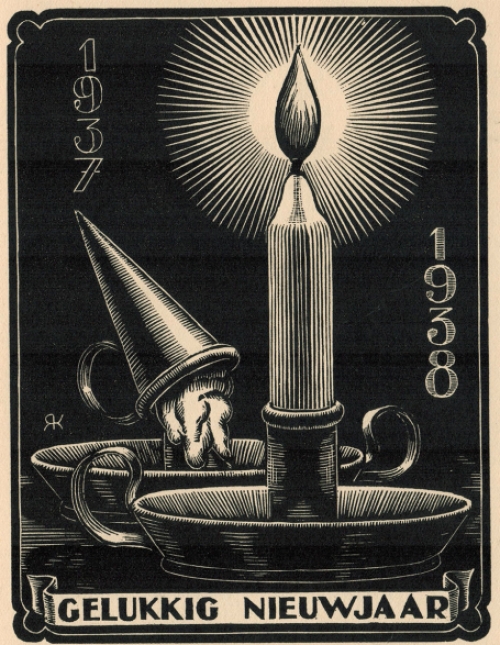 Belgische kunstenaar Rik Keuterickx met een houtsnede