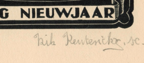 Houtsnede voor nieuwjaar 1938