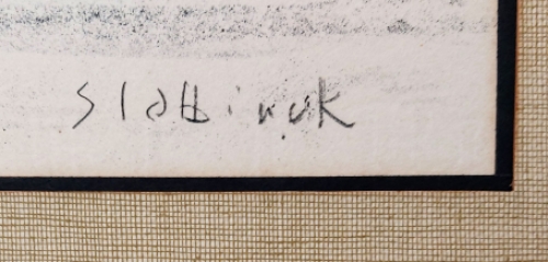 Rik Slabbinck met een tekening van een landschapje