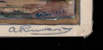 Waterverfschilderij van de Belgische kunstschilder André Rinskopf