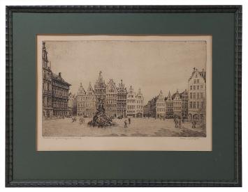 Grote gesigneerde ets van Romain Malfliet kopen