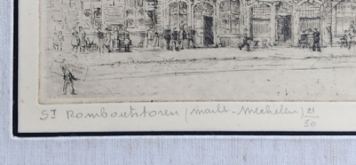 St Romboutstoren Mechelen van de Belgische etser Malfliet
