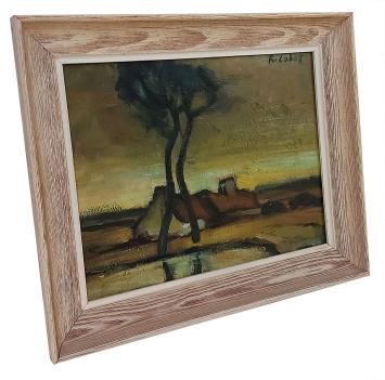 Boerderij en bomen aan het ven