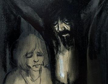 De Belgische kunstschilder Robert De Man met een schilderij