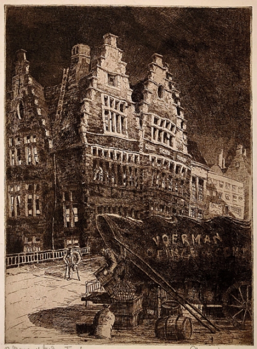 Robert De Spieghelaere  met een ets uit 1955