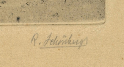 Etsen van Belgische etser Rodolphe Schönberg