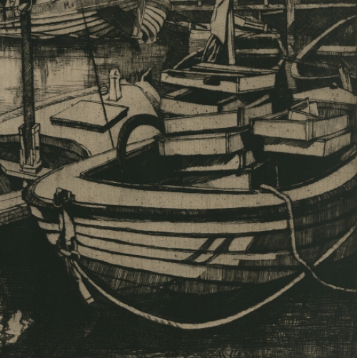 Etsen van Belgische etser Rodolphe Schönberg