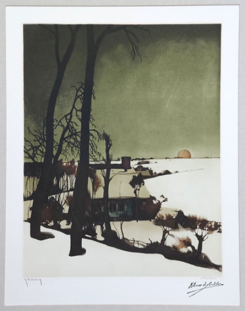 Litho van de Belgische graficus Roger Hebbelinck