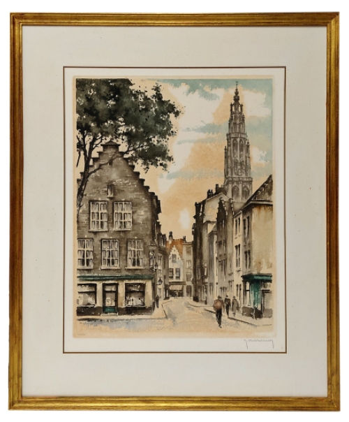 Antwerpse litho van Roger Hebbelinck kopen
