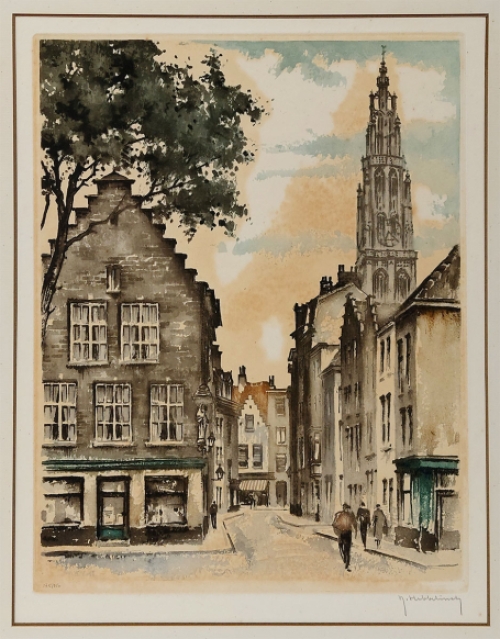 Litho van de Belgische kunstenaar Roger Hebbelinck