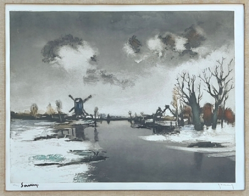 Litho van de Belgische kunstenaar Roger Hebbelinck