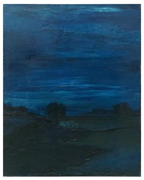 Groot blauw schilderij van Roger Nellens kopen