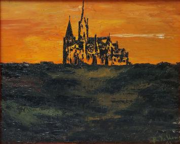 Roger Nellens met een expressief hedendaags kunstwerk