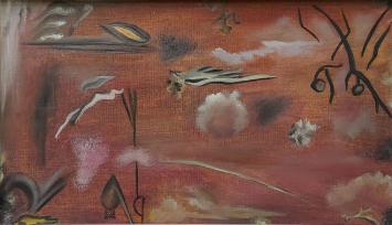 Roger Nellens met een abstract kunstwerk