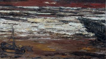 Roger Nellens met een expressief strand en zeezicht