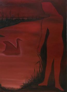 Roger Nellens met een surrealistisch kunstwerk