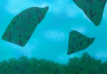 Roger Nellens met een surrealistisch kunstwerk