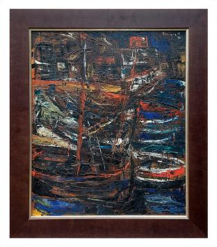 Roland Cassiman met een schilderij