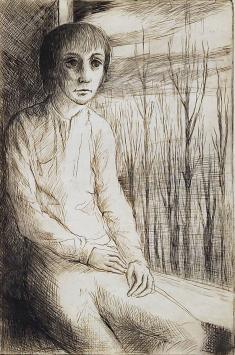 Devolder met een kunstwerkje op papier