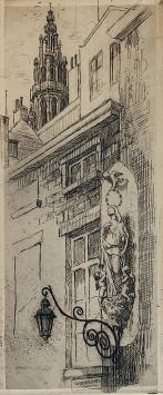 Romain Malfliet met een ets kapel op de Groenplaats