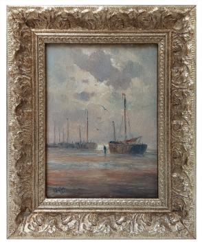 Klein schilderij van Romain Steppe in kader