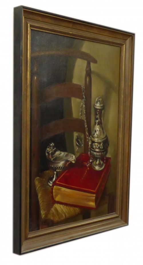 Stilleven met bijbel en wierookvat