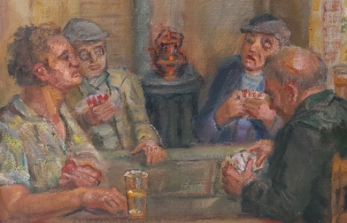 Romain Malfliet met een expressief schilderij