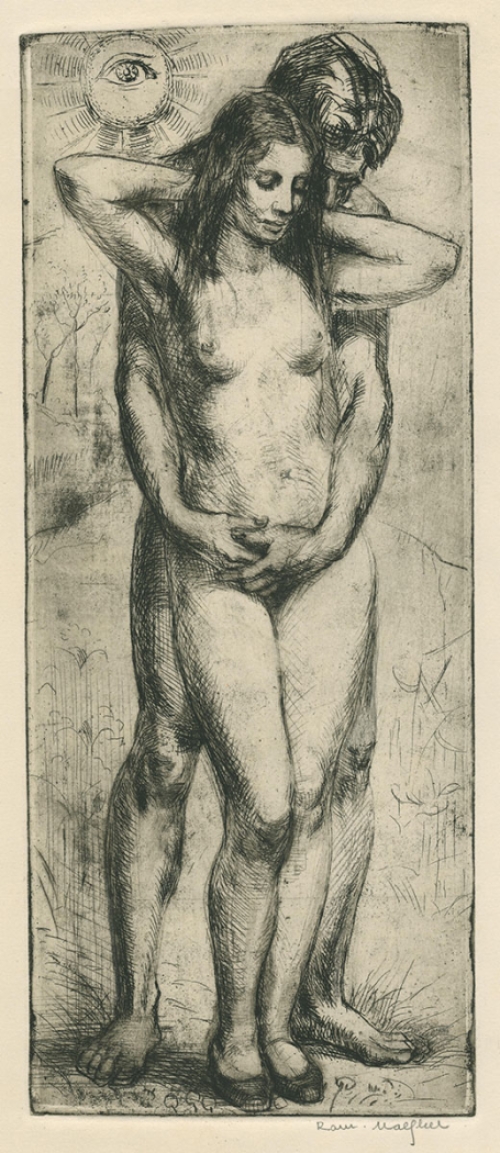 Belgische etser R. Malfliet met een grote ets