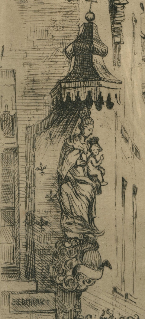 Romain Malfliet met een ets van Antwerpen