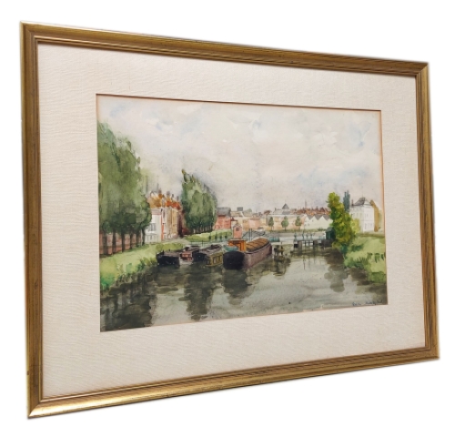 Aquarel, Boten aan de brug 1969