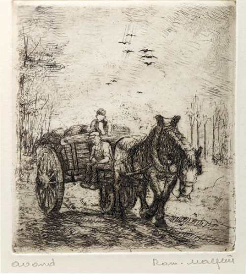 Belgische etser Romain Malfliet met een ets