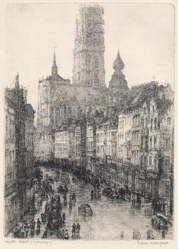 Belgische etser R. Malfliet met een ets