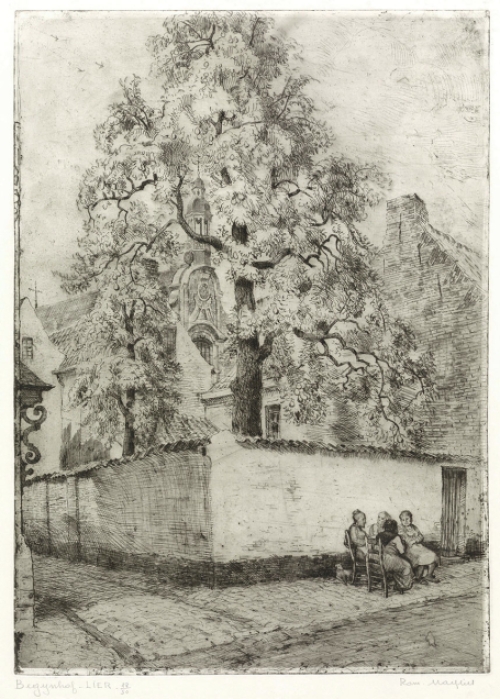 Belgische etser R. Malfliet met een grote ets