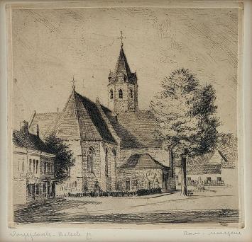 Belgische etser R. Malfliet met een ets