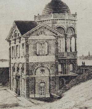 Romain Malfliet met een ets van Hingene