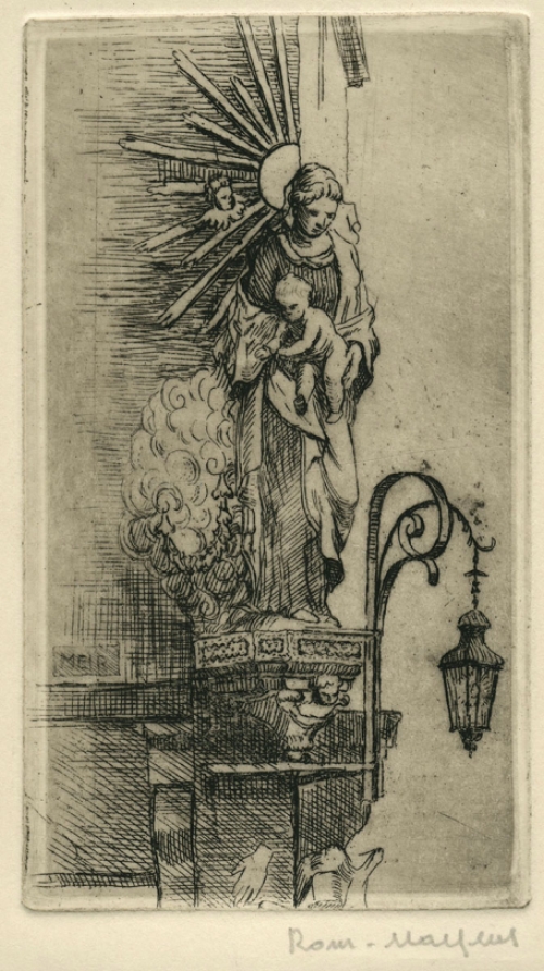 Belgische etser R. Malfliet met een kaart uit 1996