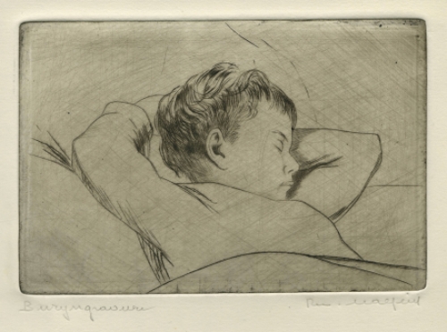 Belgische etser R. Malfliet met een burijngravure